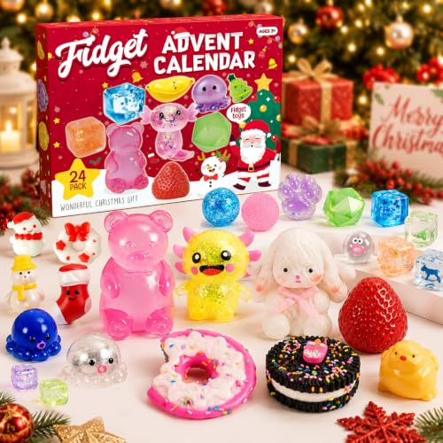 Christmas Advent Calendar 2026 with 24 Colorful Squishy Toys - Holiday Countdown Calendar for Kids & Teens