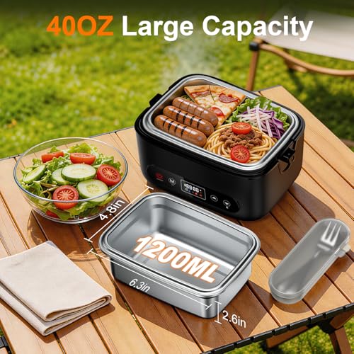 Cordless Electric Lunch Box with 24000mAh Battery, 5.5 Cup Stainless Steel Food Warmer