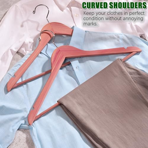 30 Pack Natural Red Cedar Wooden Suit Coat Hangers - Slim Space-Saving Design