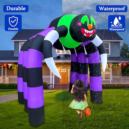 10FT Giant Halloween Inflatable Spider Arch with LED Lights for Outdoor Decoration