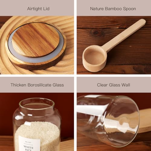 2800ml Glass Food Storage Jars with Airtight Lid, Spice & Cereal Container