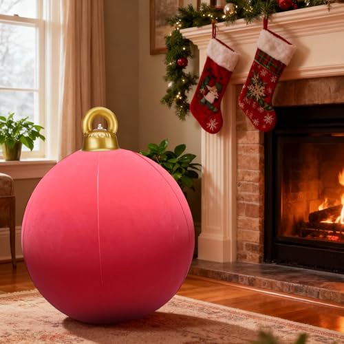 Darzheoy Red 24-Inch Velvet Inflatable Christmas Ornament - Giant Yard Decor