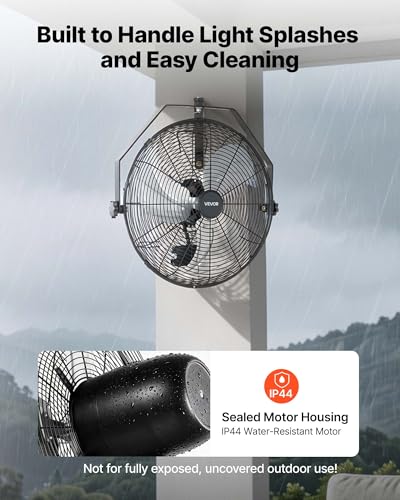 VEVOR 18-Inch Waterproof Wall Mount Fan IP44 Rated - Adjustable, High-Flow Cooling (Variation: 18In-Waterproof / 1)