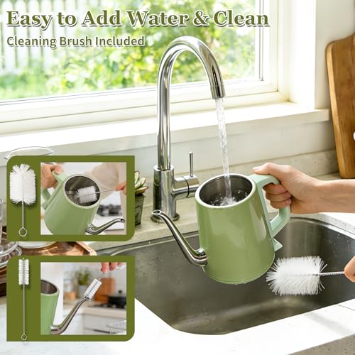 Gooseneck Electric Kettle 0.8L, 1200W Fast Boil, Stainless Steel, Green