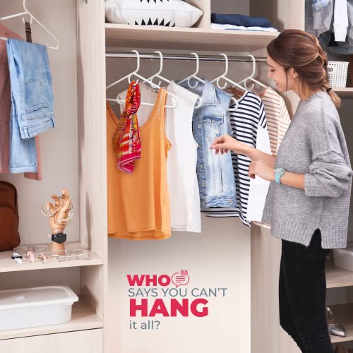 White Heavy Duty Plastic Clothes Hangers 24 Pack Made in USA - Snag-Free, Durable Closet Organizer
