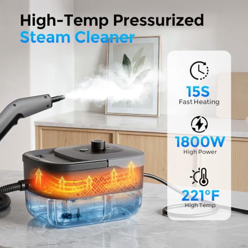 Portable Steam Cleaner 1800W High Pressure Handheld Floor & Tile Upholstery