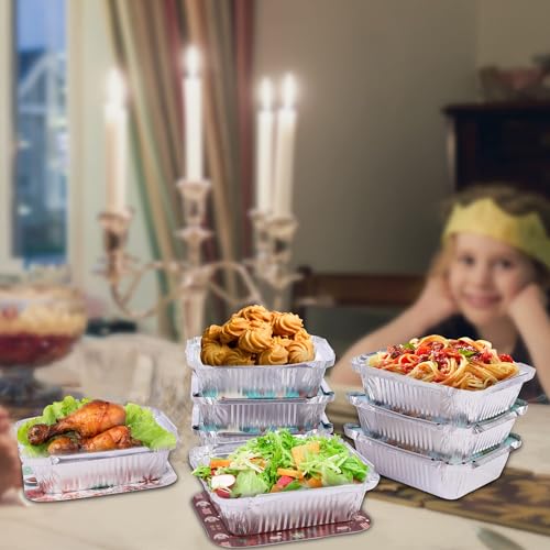 SAITI 50 Pack Christmas Cookie Tins with Lids - Festive Aluminum Food Containers