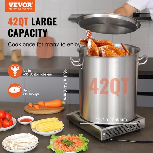 44.4 Quart Heavy Duty Stainless Steel Stockpot with Composite Base - Large Commercial Cookware