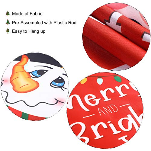 Sumind 3 Pieces Christmas Banner Decorations, Red Welcome Merry Christmas Porch Sign Bright Santa Claus Snowman Door Banner Hanging Decor for Winter Holiday Theme Party Supplies