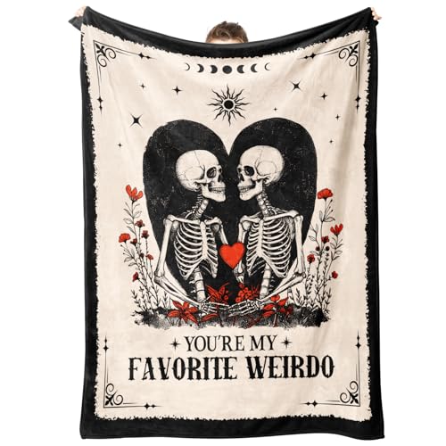 Romantic Couple Blanket for Anniversary Halloween 80x60 - Skeleton Love