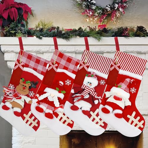 Ogrmar 4-Pack Christmas Stockings 17.8 Inches Large Holiday Decor Set