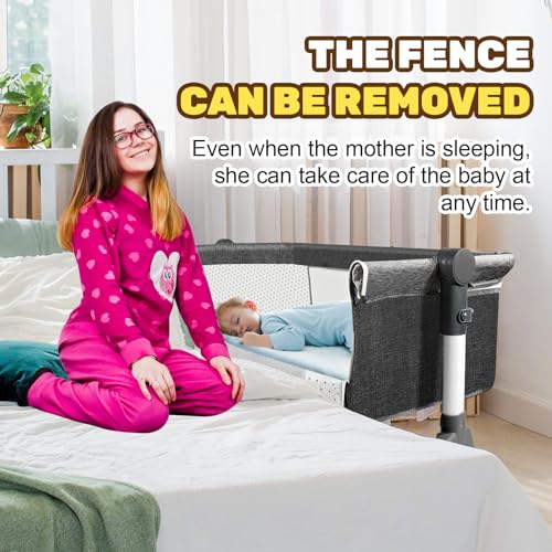 Foldable Baby Bassinet with Mosquito Net & Silent Wheels - Adjustable Bedside Sleeper