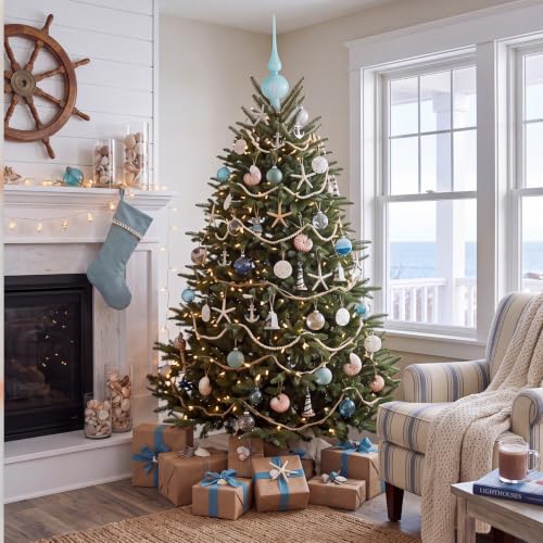 Gejoy 12" Mercury Glass Christmas Tree Topper Ice Blue Classic
