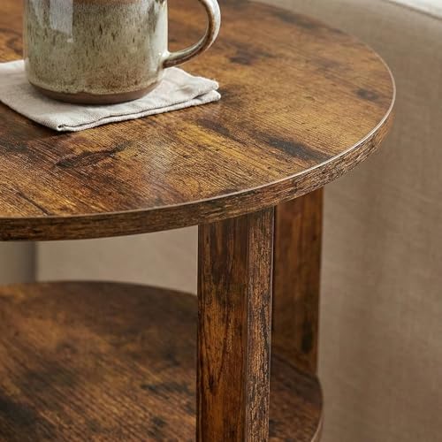 ZEXVIDA Rustic Brown Round Side Table 19.7 Inch - Classic Variant
