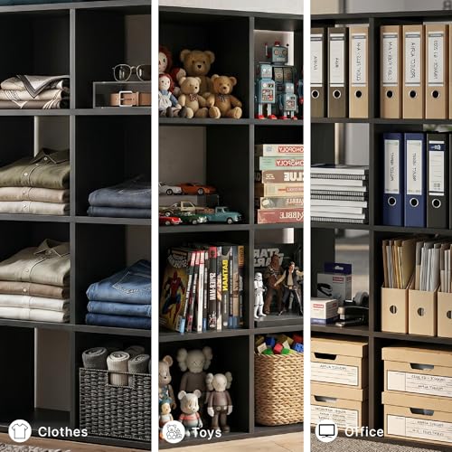 Signature Design by Ashley 8-Cube Storage Organizer - Black Bookcase, Model Langdrew, Vertical/Horizonal
