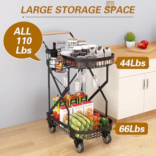 Foldable Shopping Cart with Wheels for Groceries, Camping & Laundry - Heavy Duty Utility Trolley