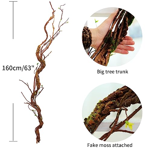 63" Faux Tree Trunk Branch Wall Hanging Grape Vines Spooky Decor