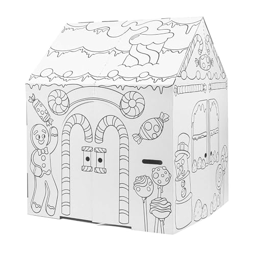 Easy Playhouse Cardboard Gingerbread House Kids Fort Art & Craft Kit - Personalized Holiday Playhouse