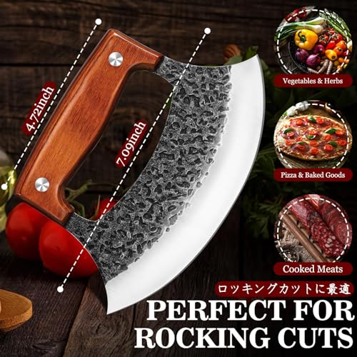 Ulu Knife Hand Forged Mezzaluna Rocker Knife - Pizza Cutter - Variation of THIS listing