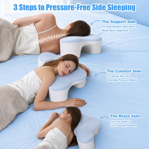 MONSAO Side Sleeper Pillow with Arm Hole - Ergonomic Memory Foam Neck Support