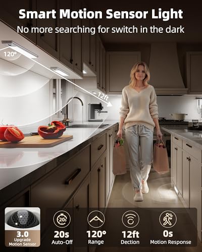 EZVALO 10 Inch 5-Pack Rechargeable Magnetic Under Cabinet Lights with Dimmable & 3 Color Temp, Wireless Motion Sensor & Remote