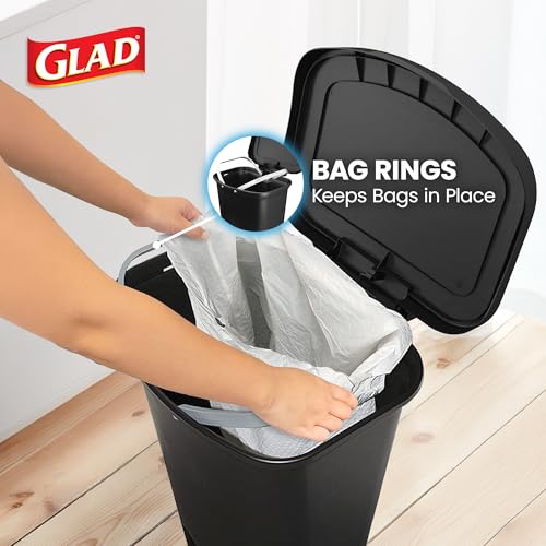 2 Pack Black 13 Gallon Trash Cans with Odor Protection & Step Pedal