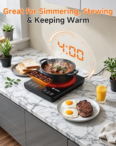 AAOBOSI 6.8 Inch Portable Induction Cooktop 1800W with 20 Temp & Power Levels