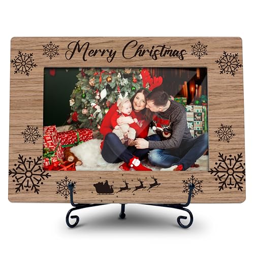 YQV Merry Christmas Picture Frame 5.7x8 in with Iron Stand - Christmas Gift for Kids