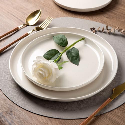 Light Beige Ceramic Dinnerware Set for 4 - 16 Pieces with Plates & Bowls