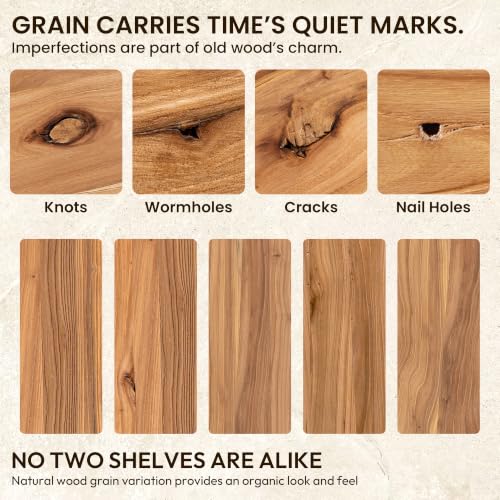 Floating Wall Shelves Set of 2 - Natural Elm Live Edge 24x9.3in - Heavy Duty Wall Mounts