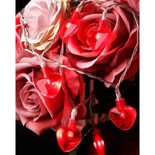 Luditek 14.7ft 40LED Mothers Day Decorations String Lights, Battery Operated Heart Shape Hanging Garland Valentines Day Decor for Indoor Outdoor Home Room Party Wedding