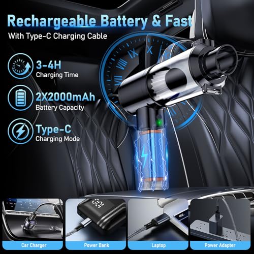 FAOGO Gray Cordless Car Vacuum 35000Pa Powerful Handheld Cleaner with 6-in-1 Attachments
