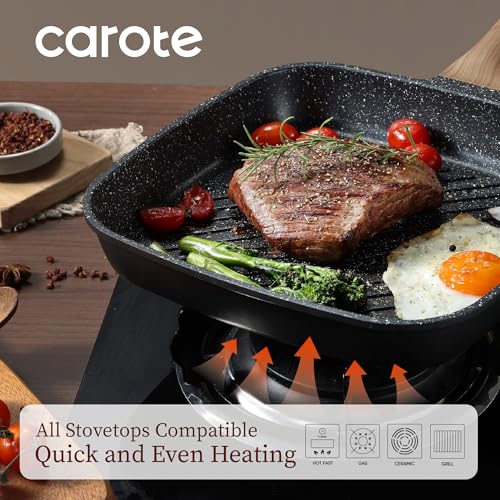 11 Inch Nonstick Grill Pan for Steak - Premium Granite Coating