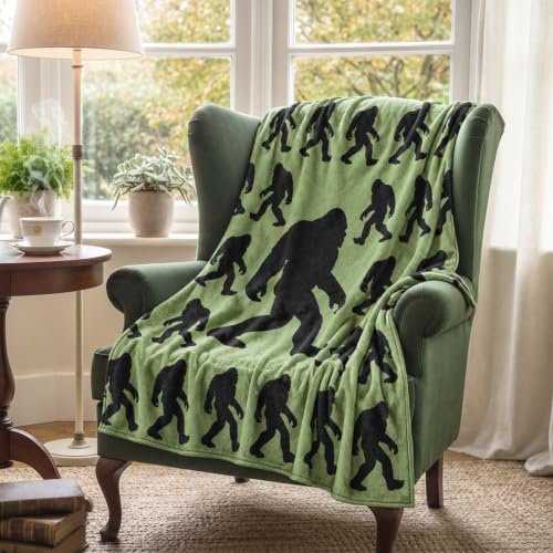 Bigfoot Throw Blanket 50x60 Inch Sasquatch Woodland Decor Gift for Men & Women