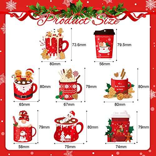 Christmas Tree Wooden Decorations Ornament Gift Wood Rustic Xmas Hanging Ornaments Holiday Appreciation Gifts Wreath Congrats for School(24 Pcs,Christmas Hot Cocoa)