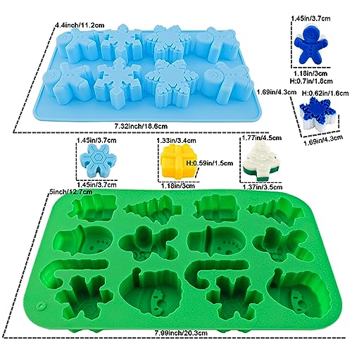 Christmas Silicone Molds Christmas Chocolate Molds Candy Molds for Baking Sweet Treats,Cake Xmas Gift Handmade Soap Candles with Shape of Christmas Tree, Santa Head Party Decoration Red,Green,Blu