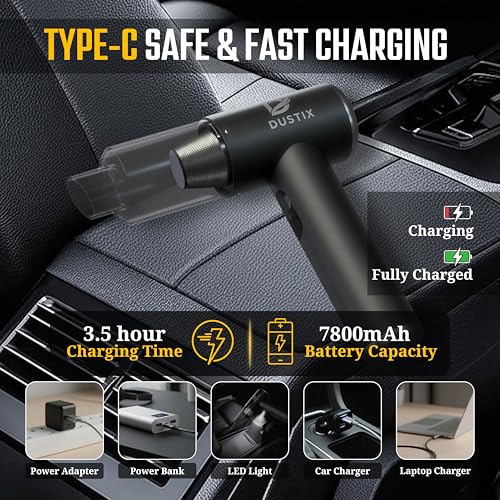 DUSTIX DX-1 Pro Cordless Handheld Car Vacuum & Multi-Function Cleaner
