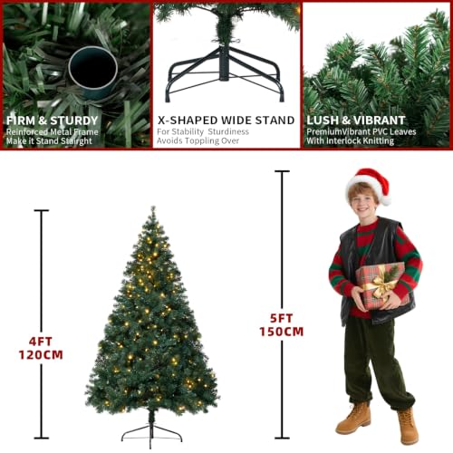 DNKMOR 4FT Christmas Tree with Warm White Lights Artificial Xmas Tree for Holiday Decor