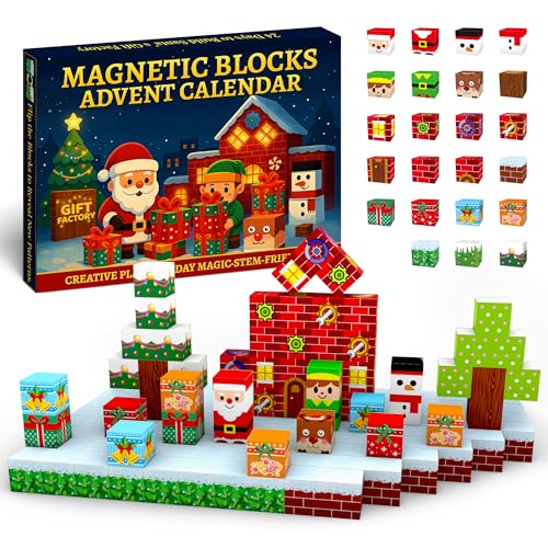 Christmas Farm Magnetic Advent Calendar 2026 with 69 Puzzle Blocks for Kids