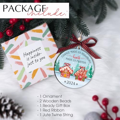 Chance Made Us Neighbors Christmas Ornament - Wooden 2-Layer Heartwarming Gift for Neighbors