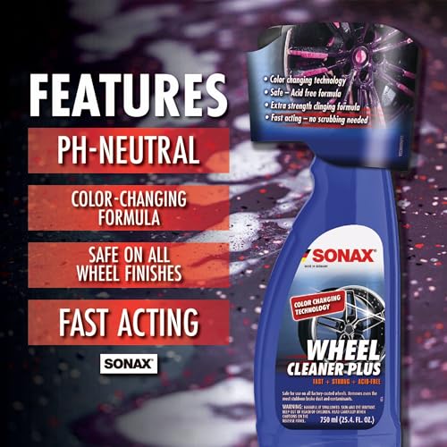 SONAX Wheel Cleaner PLUS 25.4 Fl Oz Non-Acid Brake Dust & Road Grime Remover
