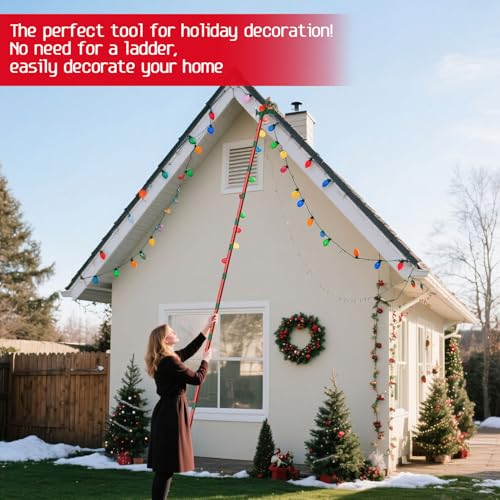 Tryitsbest Adjustable Christmas Light Hanger Pole with Utility Hooks, 3-14.5 ft