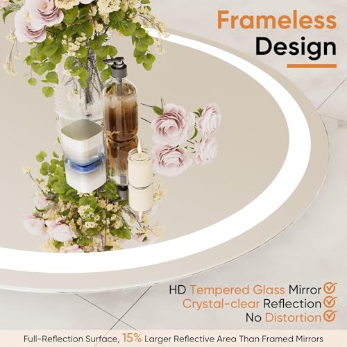 24x36 Inch Oval Frameless LED Bathroom Vanity Mirror with Lights - Modern Dimmable Anti-Fog