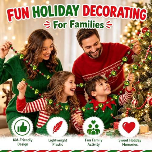 Canlierr 2 Pcs Lime Green Christmas Bead Garland Red & Green 6.6 ft Holiday Decor