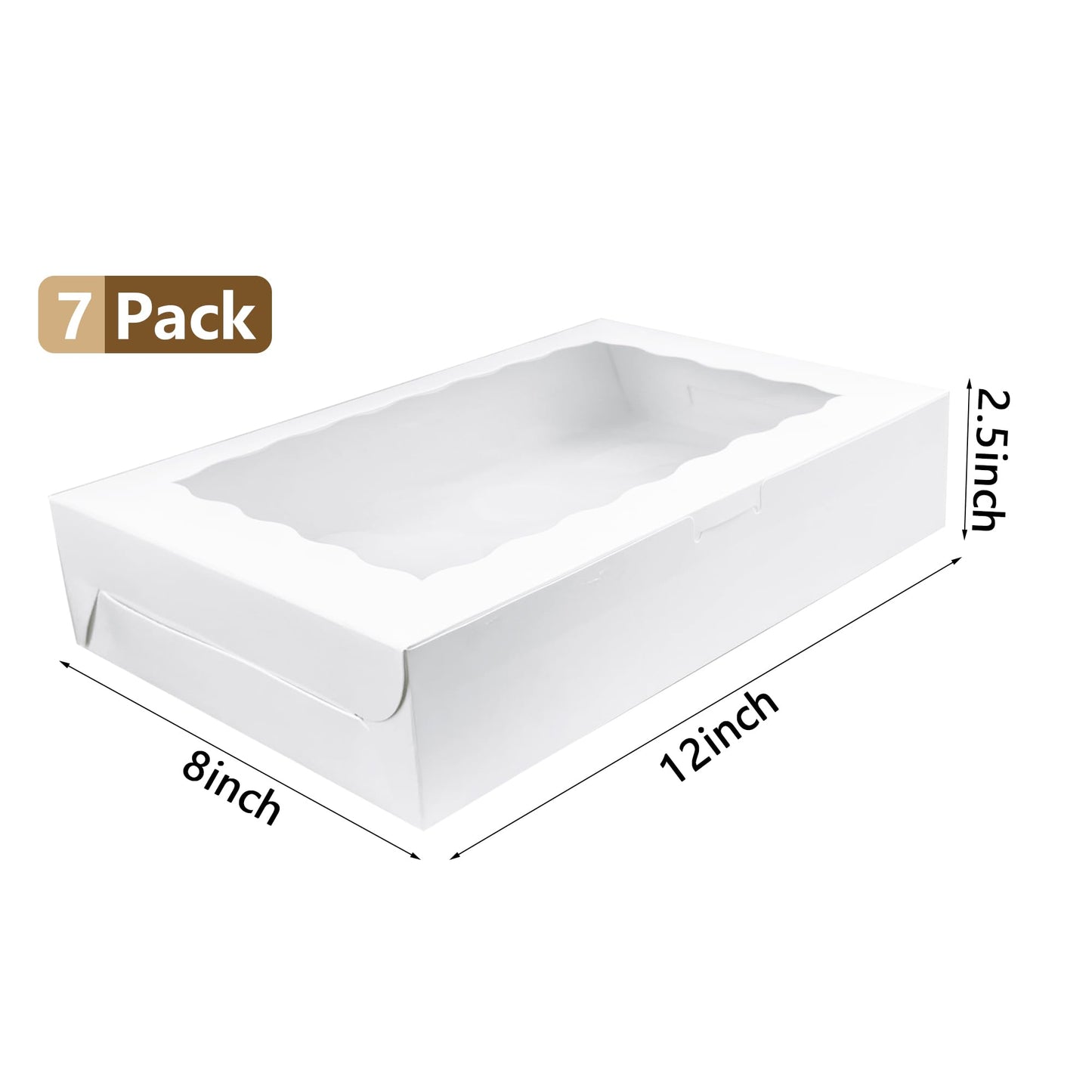 MUMULULU 12x8x2.5 Inches White Bakery Boxes with Window Cookie Boxes Treat Boxes for Desserts Cupcakes Muffins Donut Chocolate Strawberry (7)