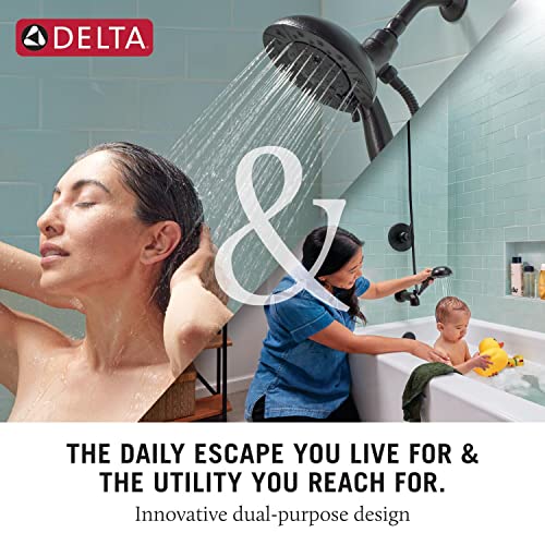 Chrome Dual Shower Head with Handheld Spray and Hose – 4 Spray Settings