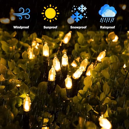 AMMAKER 100 LED Battery Operated Christmas String Lights with Timer, Warm White, 39.5FT Waterproof Indoor Outdoor Wreath & Party Decor