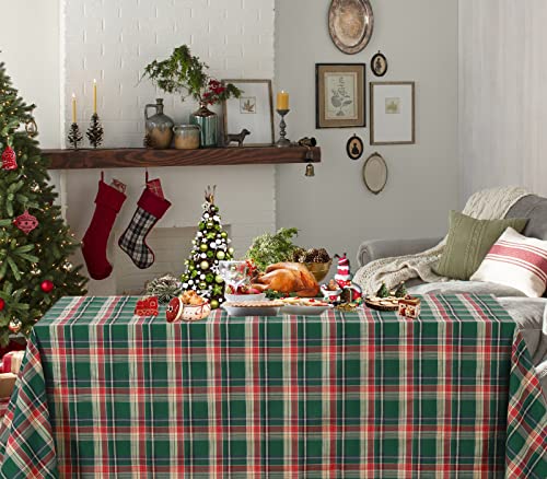 PakiInno Green Buffalo Plaid Christmas Tablecloth 57x120 Inch Rectangular Farmhouse Holiday Decor