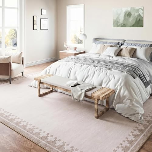 GarveeHome 8x10 Light Beige Cross Border Living Room Rug Non Slip Durable Carpet