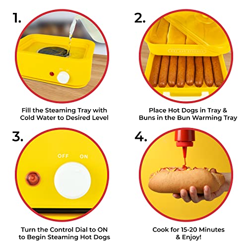 Small Hot Dog Steamer and Bun Warmer - 8 Hot Dogs & 4 Buns Capacity
